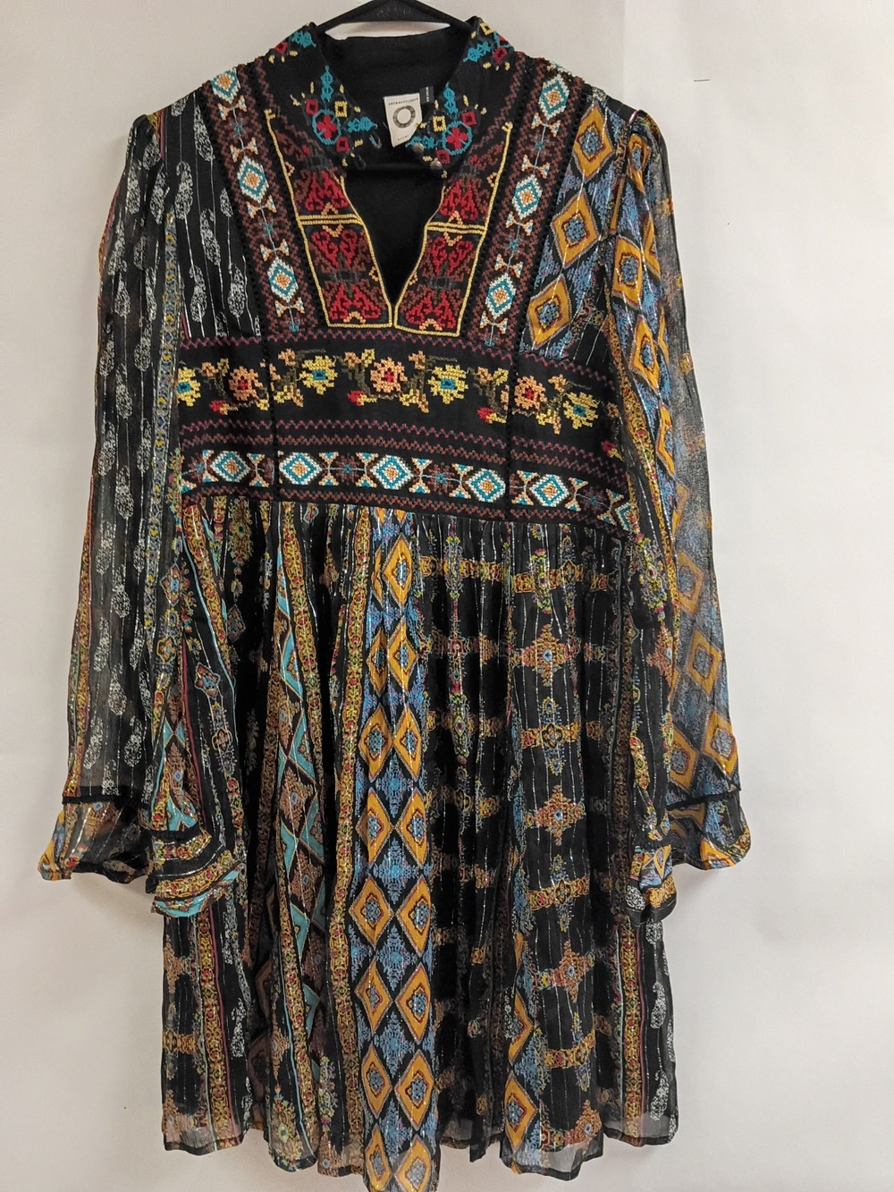Anthropologie Akemi + Kin "Sheria" Metallic Embroidered Dress - Picture 2 of 9